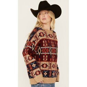 Panhandle Western Aztec Southwest Knit Sweater Women’s Large Oversized Boho